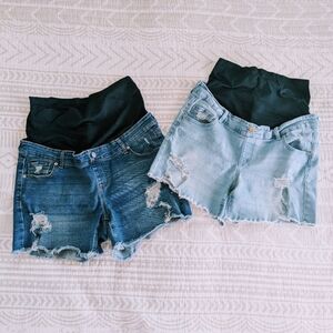 Time & Tru Maternity Jean Shorts Set L